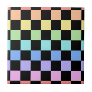 Rainbow Chequered Pattern Tile