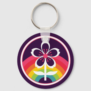 rainbow cherry blossom key ring