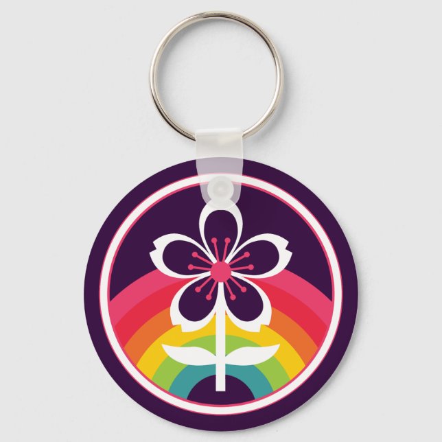 rainbow cherry blossom key ring (Front)
