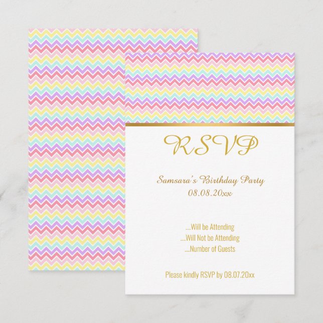 Rainbow Chevron ALL Occasion RSVP Invitation (Front/Back)