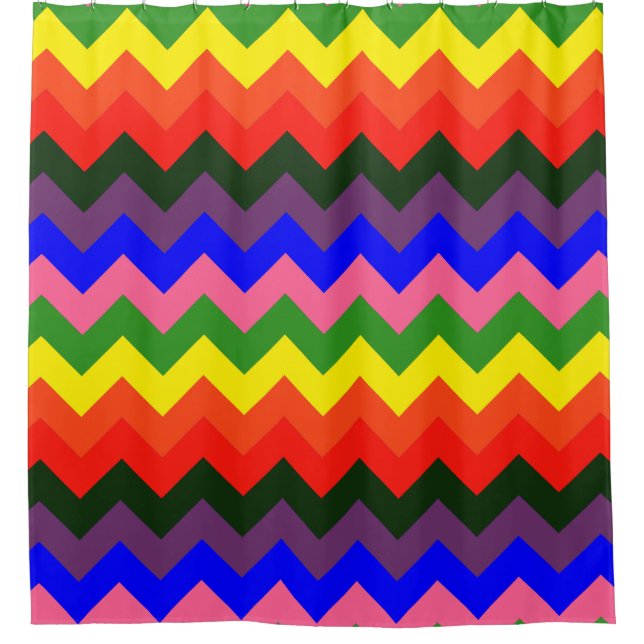 rainbow chevron bathroom shower curtain (Front)