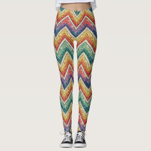 Rainbow Chevron Mosaic – Colourful Geometric Tile Leggings
