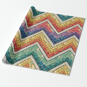 Rainbow Chevron Mosaic – Colourful Geometric Tile Wrapping Paper