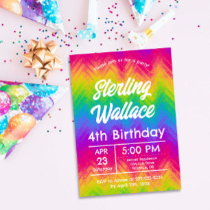 Rainbow Chevron Party Invitation