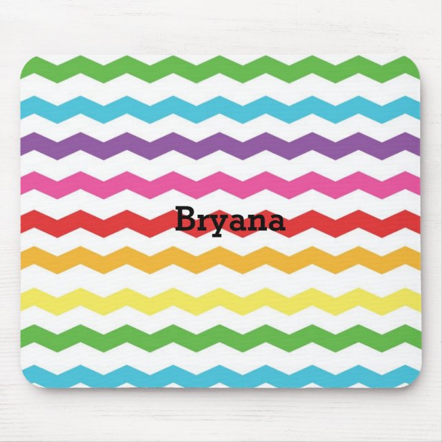 Rainbow Chevron Pattern Colourful Custom Mouse Pad (Front)