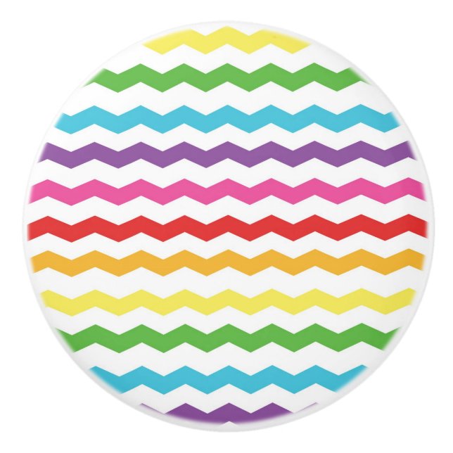 Rainbow Chevron Pattern Colourful Drawer Dresser Ceramic Knob (Front)