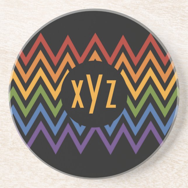 Rainbow Chevron Pattern custom custom coaster (Front)