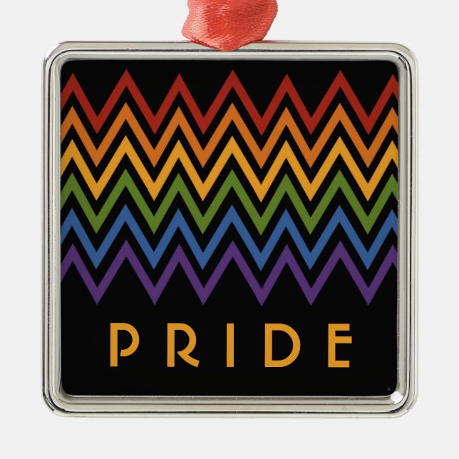 Rainbow Chevron Pattern custom ornament (Front)