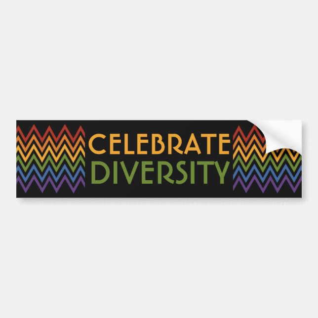 Rainbow Chevron Pattern custom text bumpersticker Bumper Sticker (Front)