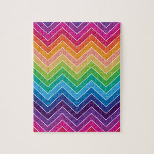 Rainbow Chevron Pattern Modern gifts Jigsaw Puzzle