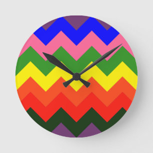 rainbow chevron round clock