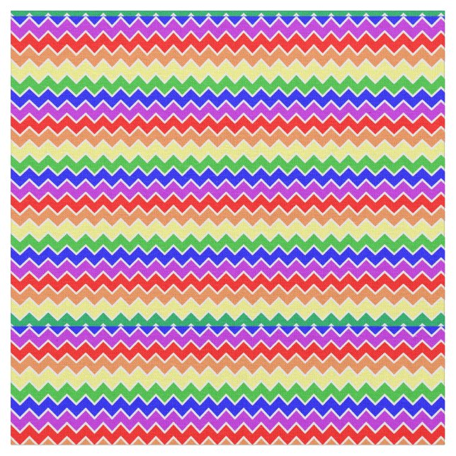 Rainbow Chevron Stripes Colourful Fabric (Close Up)