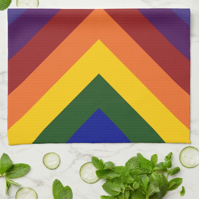 Rainbow Chevrons Tea Towel (Folded)