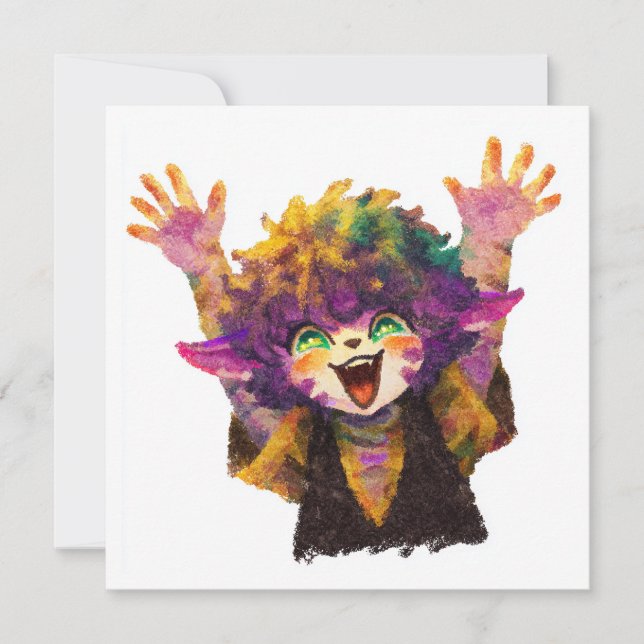 Rainbow Chibi Party Creature Invitation (Front)