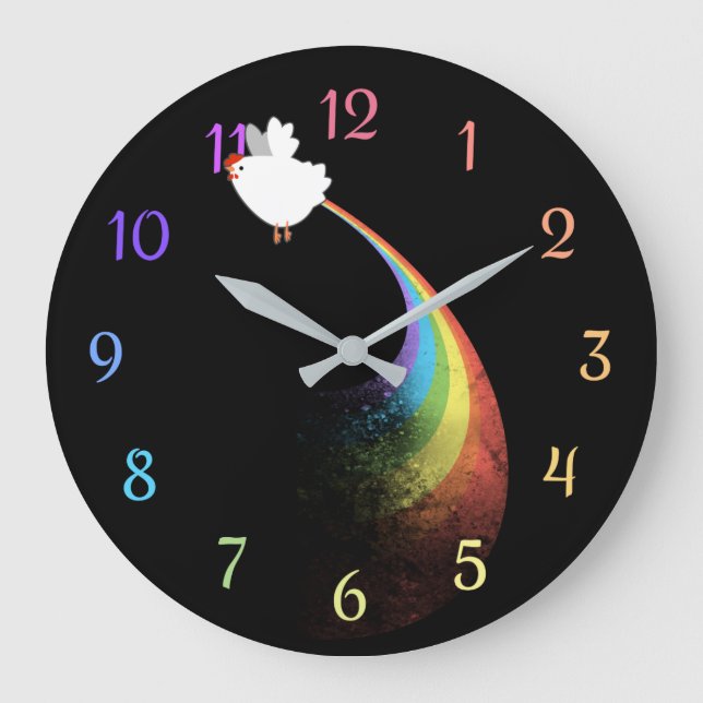 Rainbow Chicken Farts Clock (Front)