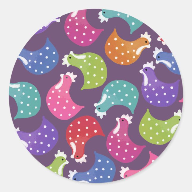 Rainbow Chicken Hen Pattern Sticker Label (Front)