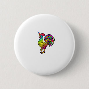 Rainbow Chicken Unicorn Rooster Funny Animal Image 6 Cm Round Badge