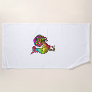 Rainbow Chicken Unicorn Rooster Funny Animal Image Beach Towel