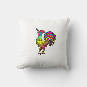 Rainbow Chicken Unicorn Rooster Funny Animal Image Cushion