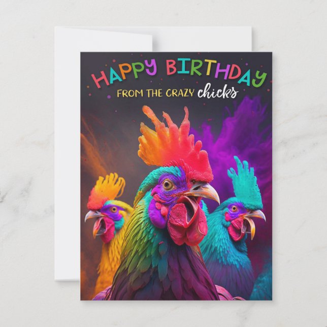 Rainbow Chickens Birthday Card (Front)