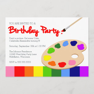 Rainbow Children's Painting Party Birthday Invitation