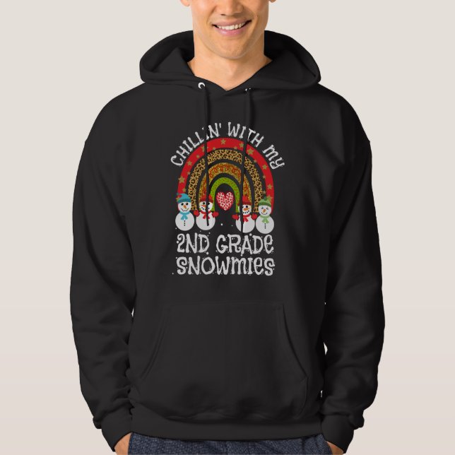 Rainbow Chillin With My 2nd Grade Snowmies Teacher Hoodie (Front)