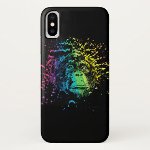 Rainbow Chimpanzee on Black iPhone X Case