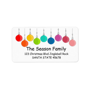 Rainbow Christmas baubles Label