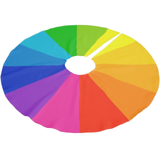 Rainbow Christmas Brushed Polyester Tree Skirt (Angled)