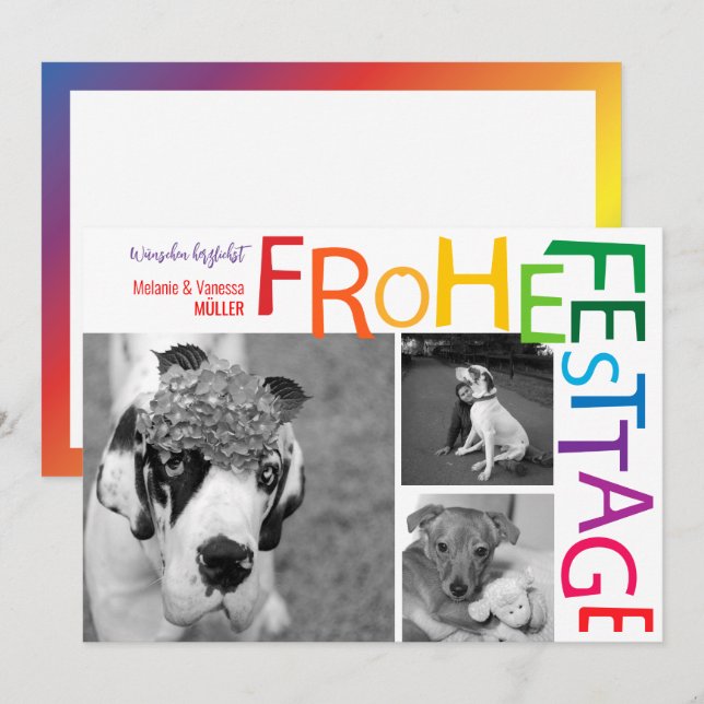 Rainbow Christmas  Invitation (Front/Back)