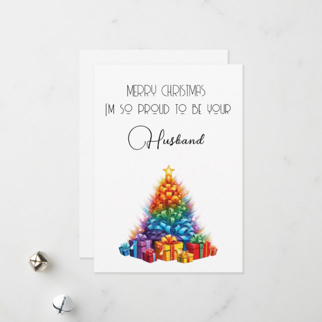 Rainbow Christmas Personalised Card (Front/Back In Situ)