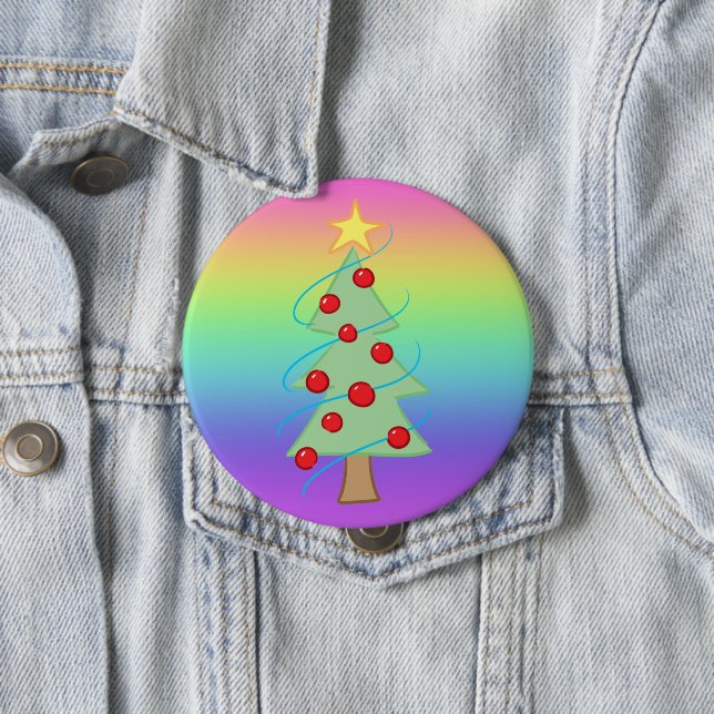 Rainbow Christmas Tree Button (In Situ)