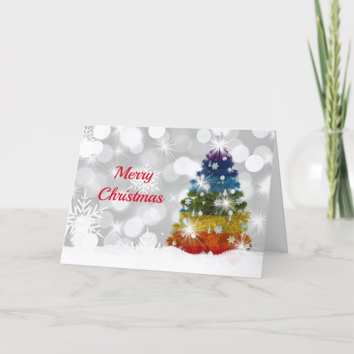 Rainbow Christmas Tree Holiday Card | Zazzle.co.uk