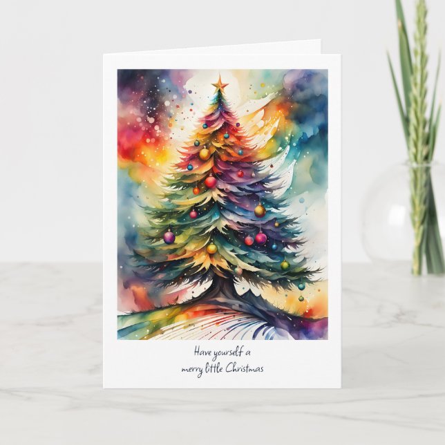 Rainbow Christmas Tree Holiday Card (Front)