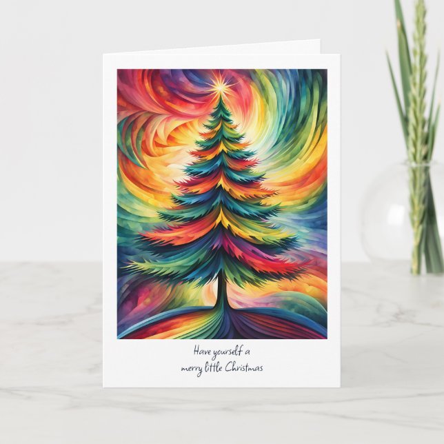 Rainbow Christmas Tree Holiday Card (Front)