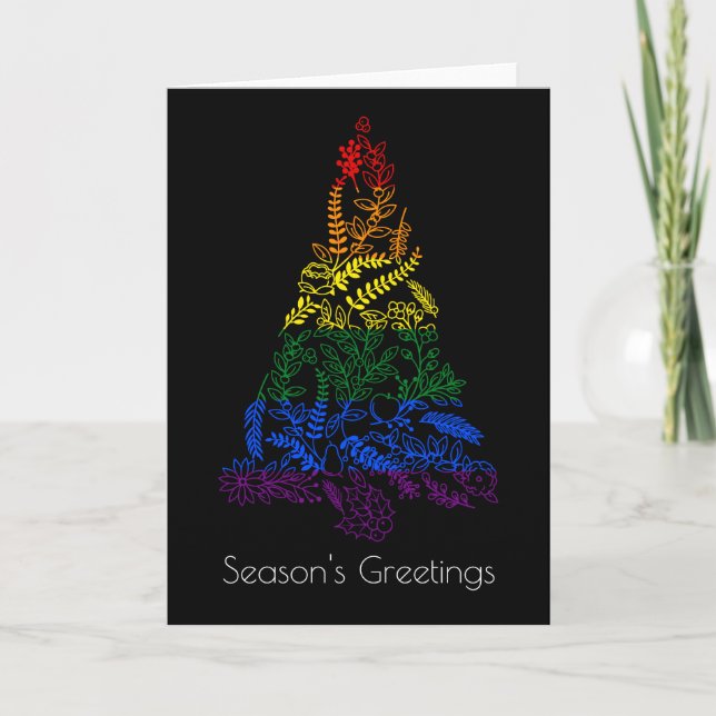 Rainbow Christmas Tree Holiday Card (Front)