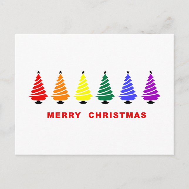 Rainbow Christmas Tree Holiday Postcard (Front)