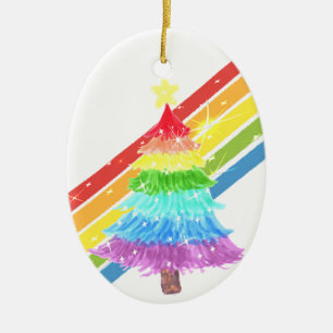 Rainbow Christmas Tree LGBTQ Ceramic Tree Decoration