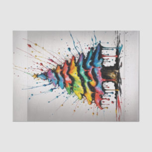 Rainbow Christmas Tree Oil Splash Decoupage Paper