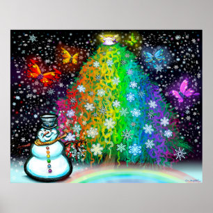 Rainbow Christmas Tree Poster