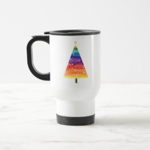 Rainbow christmas tree travel mug
