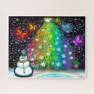 Rainbow Christmas Tree with Trimmings Jigsaw Puzzle