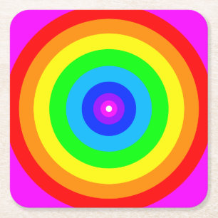Rainbow Circle Design-40686 Square Paper Coaster