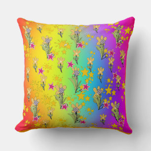 Rainbow Circle Of Floral Bouquets Cushion