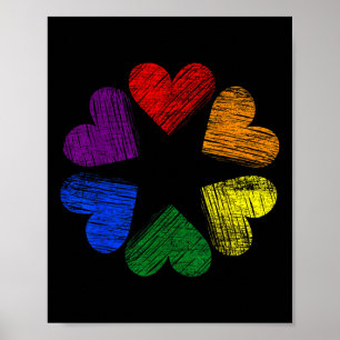 Rainbow Circle Of Hearts Love Gay Pride Lgbt _1 Poster