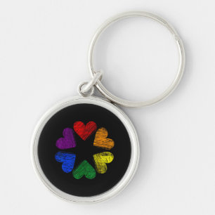 Rainbow Circle of Hearts Love Gay Pride LGBT Key Ring