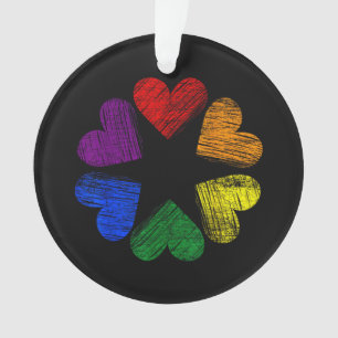 Rainbow Circle of Hearts Love Gay Pride LGBT Ornament