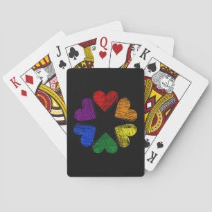 Rainbow Circle of Hearts Love Gay Pride LGBT Playing Cards