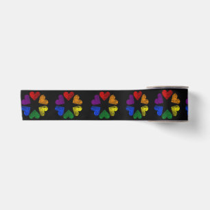 Rainbow Circle of Hearts Love Gay Pride LGBT Satin Ribbon
