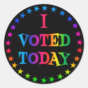 Rainbow Circle of Stars "I Voted Today" LGBT 3" Classic Round Sticker